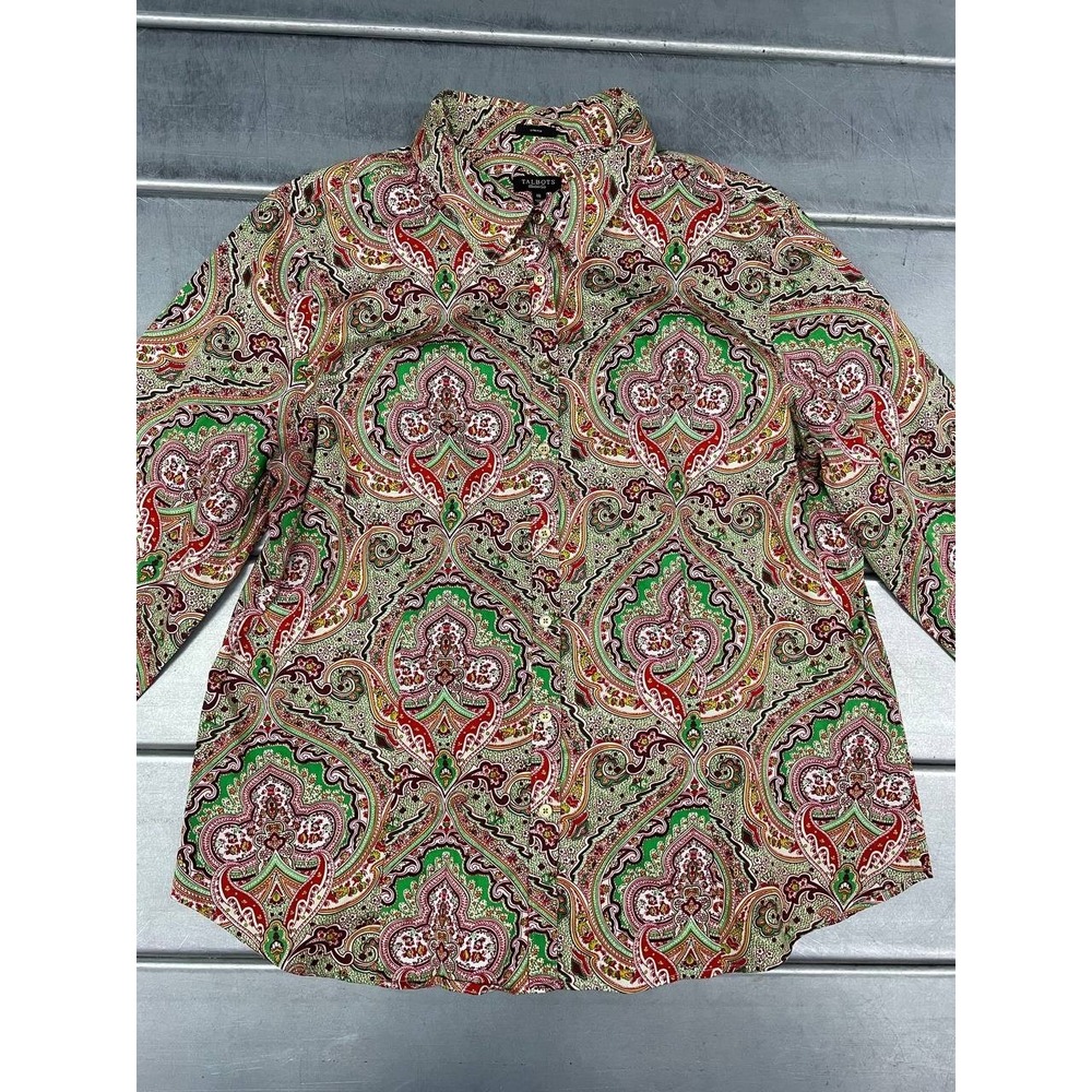 Talbots Button Up Shirt Womens Size 18 Multicolor Paisley Blouse Top - Picture 2 of 8